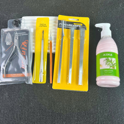 Combo Lấy Khóe 5 Món Tiện Lợi Làm Nail Mềm Da XINA, Bộ Dao Cắt Khóe, Cây Lấy Khóe Cán Gỗ, Cây Sủi Da, Kìm Cắt Khóe VINSALL Mũi Dài Sắc Bén Nữ Women