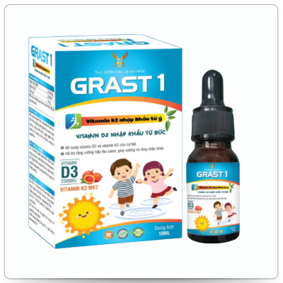 [TPBVSK] Grast 1 Bổ Sung Vitamin K2+D3 Hỗ Trợ Tăng Cường Hấp Thu Canxi Cho Bé