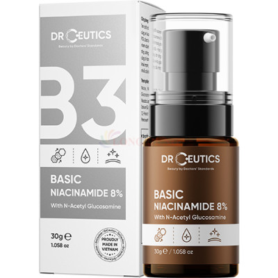 Tinh chất DrCeutics Basic Niacinamide 8% giúp thu nhỏ lỗ chân lông dành cho da dầu và mụn (30g) - Hàng chính hãng