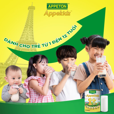 Thùng Sữa dinh dưỡng Appeton Appekidz 1+ dành cho trẻ 1-12 tuổi - 6 Lon 900g