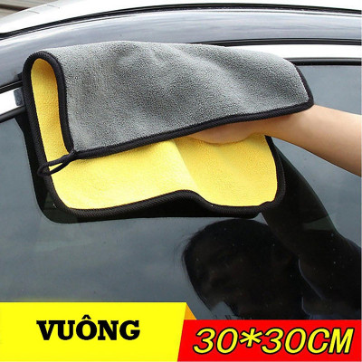 Khăn Lau Xe Chuyên Dụng Ôtô Lau Bếp Lau Kính Microfiber Siêu Thấm Không Bị Sơ Rối 2 Lớp Loại 30x30cm