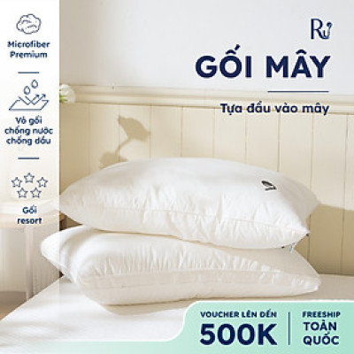 Gối Mây Ru9, Chất Liệu Microfiber 3D Tân Tiến, Đặc Biệt Chống Thấm, Nâng Đỡ Cổ - Ôm Trọn Đầu Giúp Ngủ Ngon, 2 Kích Thước