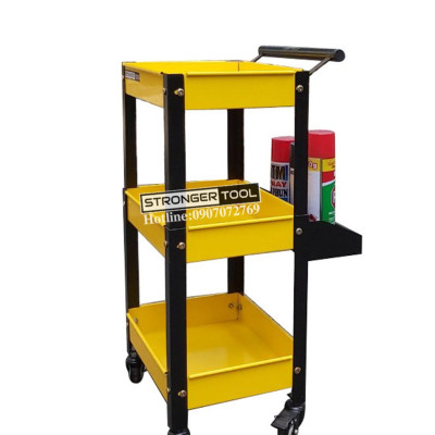 XE ĐẨY ĐA NĂNG 3 TẦNG MÀU HỒNG CÓ KHAY PHỤ