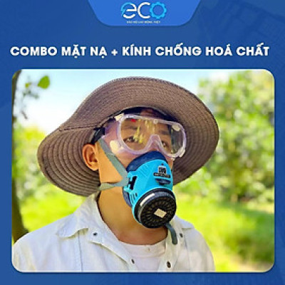 Combo mặt nạ phòng độc phun thuốc trừ sâu Koken G7 Nhật Bản kèm kính chống hoá chất, chống đọng sương 3M 1621AF