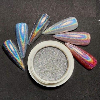 Tráng Gương Cầu Vồng Dạng Nén 2 Màu Vàng Bạc, Dung Tích 0.5g, Siêu Mịn, Bám Chặt Móng, Dễ Sử Dụng Cho Thợ Làm Nail Sơn Gel