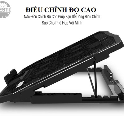 Đế Tản Nhiệt Laptop, Máy Tính Xách Tay Besti BTY02 , Có Đèn Led Cực Đẹp, 6 Quạt Giúp Làm Mát Nhanh Bảo Vệ Máy Tính Mà Không Gây Ồn Thích Hợp Cho Nhiều Loại Laptop - Hàng Chính Hãng 	