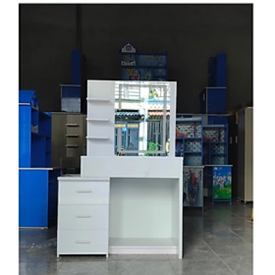 Bàn trang điểm nhựa đài loan ghế ngồi màu trắng ( hình thực tế ) HUCHU sang trọng không mối mọt bên bỉ chắc chắn