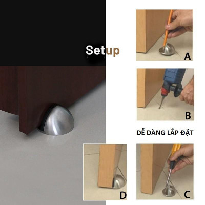 Chặn Cửa Bán Nguyệt Inox, Chặn Cửa Chống Va Đập Cánh Cửa, Chặn Cửa Đa Năng Siêu Bền, Giá rẻ,  Không Khoan Đục. TakyHome 1100