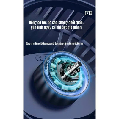 Quạt Mini Tích Điện Kẹp Bàn F60 - 5 Tốc Độ Gió, Xoay 720 Độ, Lồng Quạt 15cm, Sạc Type C - HÀNG CHÍNH HÃNG MINIIN