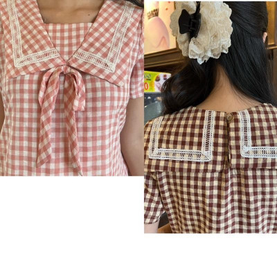 Đầm bầu đuôi cá cổ thuỷ thủ phối viền ren chất Cotton Hàn Váy bầu năng động