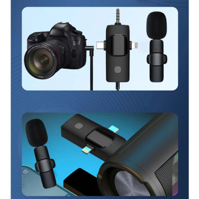 Micro Thu Âm Cài Áo Không Dây 2 Mic 3 Trong 1 Cho Điện Thoại (Android Cổng Type C – Iphone IOS Cổng Lightningg) Máy Tính Bảng PC Laptop Máy Ảnh (Jack 3.5) Loa Smartphone Lọc Tiếng Ồn Xa 20m Quay Video Tiktok Livestream Review Vlog Youtube – Hàng Nhập Khẩu