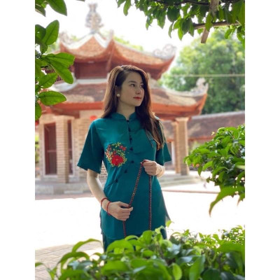 Đồ Đi Chùa PR028 Vải Lụa Cao Cấp Thêu Hoa Thắt Dây Cực Đẹp