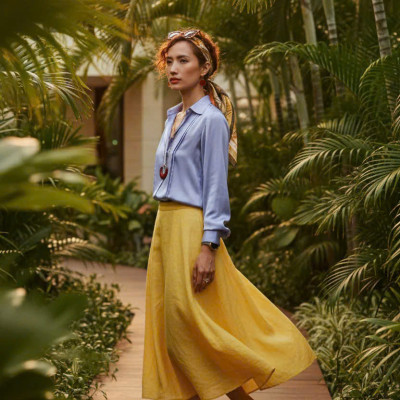 Áo Sơ Mi Lụa Thanh Lâm, Áo Sơ Mi Dài Tay Phong Cách Công Sở Thời trang thiết kế Hity Top173