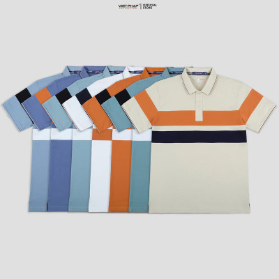 Áo Polo Nam VIỆT PHÁP Form Luxury - Thun 4 Chiều Phối , lịch lãm, sang trọng 97502