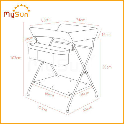 Bàn thay tã cho em bé thay bỉm, tắm nắng có bánh xe cao cấp MySun