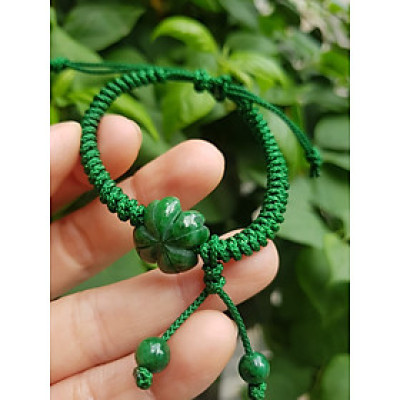 Vòng Đeo Tay Nữ Kiểu Dây Xanh Cỏ 4 lá Xanh mới lạ đẹp lắm à nha Chất liệu đá cẩm thạch xanh lá cỏ thắt dây kiểu xanh xanh rẻ đẹp lắm à nhen Nữ mệnh Mộc Hỏa Thủy đeo tay may mắn tăng đưa rút chỉnh theo tay lớn nhỏ được hết đẹp lắm à nha