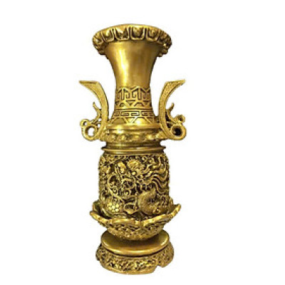 Lọ hoa họa rồng size nhỏ CTVD1 16 x 13 x 29.2cm mạ vàng 