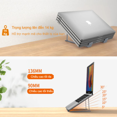 Giá đỡ laptop tản nhiệt gấp gọn Choetech H055 cho máy từ 9