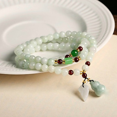 VT098 Vòng Tay Ngọc Jadeit 6mm Và Đá Thạch Lựu