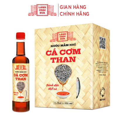 Đặc Sản Phan Thiết - Thùng 6 Chai Nước Mắm Nhỉ Cá Cơm Than Làng Chài Xưa 525Ml/Chai Sánh Đặc Thịt Cá 300 Năm Truyền Thống