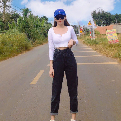 Quần Jeans nữ baggy lưng cao Novelty MS694