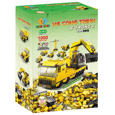 Đồ Chơi Lắp Ráp Xe Công Trình 6 Trong 1 - Construction Vehicle - Toys&Joys 8832-2 (1000 Mảnh Ghép)