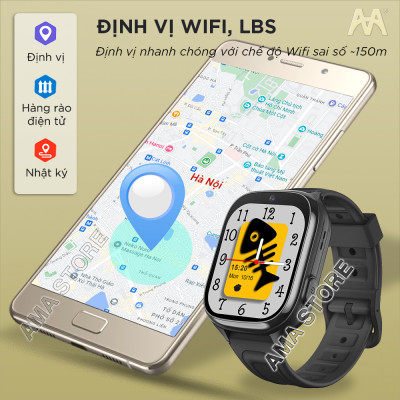 Đồng hồ Thông minh Trẻ em Gọi Video Chống nước Định vị Wifi Model AMA Watch D56 Hàng nhập khẩu