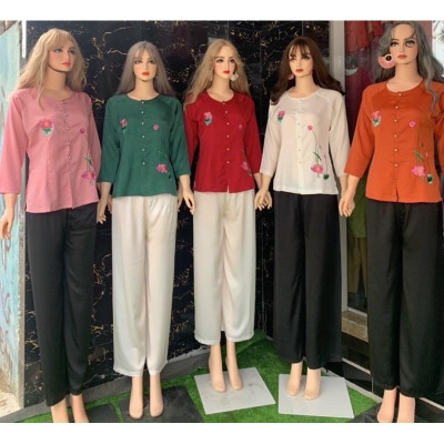 Đồ Lam Đi Chùa # Bà Bà Thêu Hoa Lụa Pháp Cao Cấp # Quần Áo Nữ # Đồ Bộ Nữ