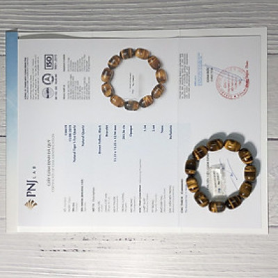 Vòng tay lu thống Thạch Anh Mắt Hổ vàng nâu chuẩn 5A cao cấp