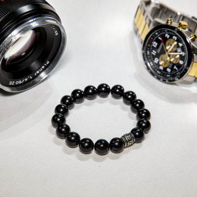 Vòng phong thủy nam Tourmaline đen thiên nhiên VN014