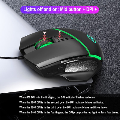 Chuột Gaming macro A876 Led RGB 6400dpi cho máy tính laptop hàng nhập khẩu