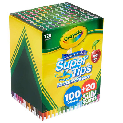 Hộp 120 Bút Lông Màu Super Tips - Dễ Tẩy Rửa - Crayola 585120