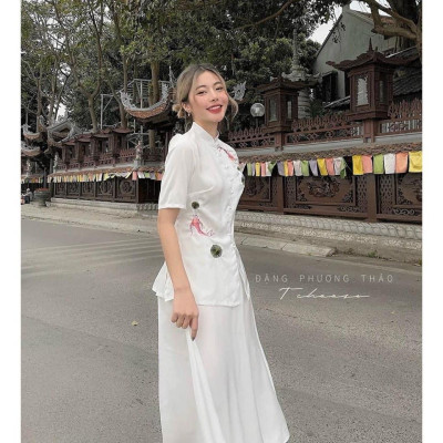 ĐỒ LAM ĐI CHÙA Mẫu Cổ Tàu Thêu Hoa