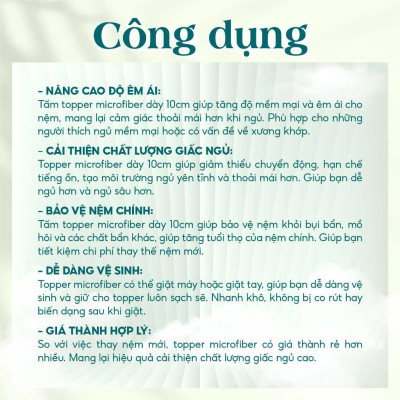 Topper Nệm Polyester 1 cm hoặc 6 cm Cao Cấp SAGATEX Mềm Mại Êm Ái Giúp Ngủ Ngon Hơn