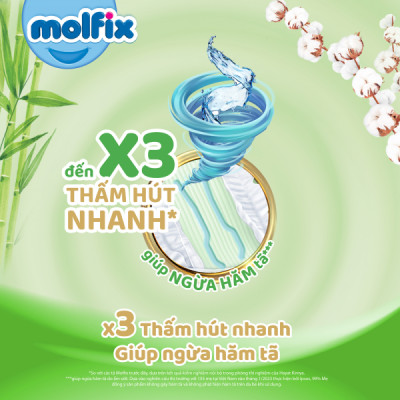 Combo 2 gói Tã bỉm QUẦN Molfix thiên nhiên Jumbo size M40+6 miếng