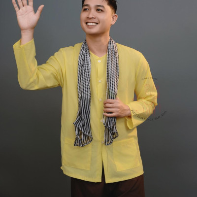 Bộ Bà ba áo vàng quần nâu nam bộ- Miền tây-giá rẻ- Có bộ bà ba Bigsize- may bộ áo bà ba theo yêu cầu