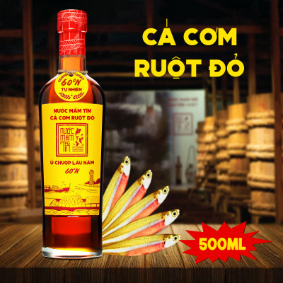 Đặc Sản Phan Thiết - [Cá Vàng - 60N - 500Ml] Nước Mắm Tĩn Cá Cơm Ruột Đỏ Độ Đạm 60N Chai Thuỷ Tinh 500Ml Nước Mắm Truyền Thống Sạch