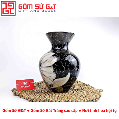 Lọ hoa Mosaic miệng loe khắc hoa loa kèn