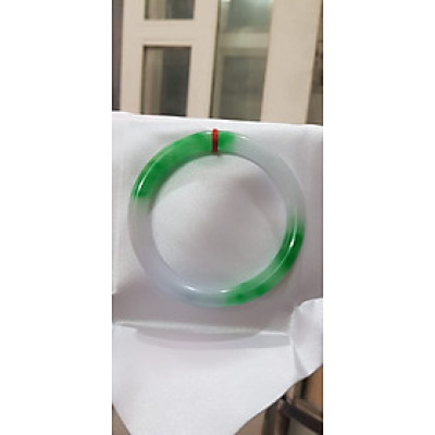 Vòng tay Nữ Đá Cẩm Thạch mới TR Lý 57 mm x cọng 7,5mm Màu Xanh lý tươi trắng 2 bên đều vòng đẹp Nữ 55kg - 64kg đeo đẹp món quà tặng chính mình và người thân đeo đẹp ạ
