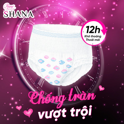 Combo 6 gói Băng vệ sinh quần Peppy Shana ngày đêm, mềm mại, thấm hút tối đa, chống tràn GÓI LỚN 10 quần/gói