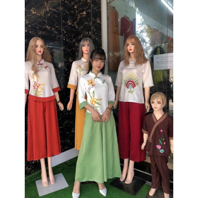 Đồ Lam Đi Chùa Lụa Vẽ Đài Loan