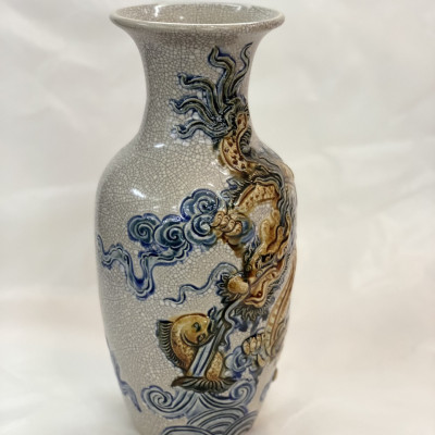 Lọ lộc bình rồng đắp nổi cao cấp Bát Tràng