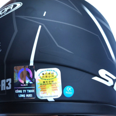 Mũ bảo hiểm fullface chính hãng Sunda 2000c đen nhám sọc trắng