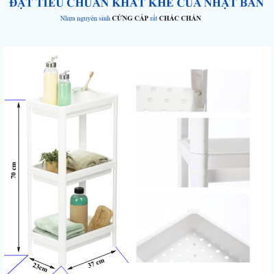 Kệ nhà tắm 5 tầng đa năng cao cấp INOCHI xuất nhật kích thước 37*23*130cm nhựa nguyên sinh cao cấp màu trắng hiện đại