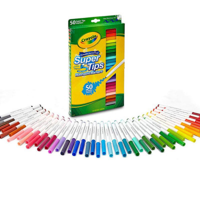 Hộp 50 Bút Lông Màu Super Tips - Dễ Tẩy Rửa - Crayola 585050