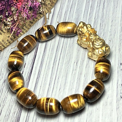 Vòng Thạch Anh Mắt Hổ hạt trụ mix tỳ hưu