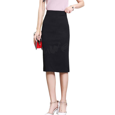 Chân váy bút chì công sở màu đen dài 60cm xẻ tà hong sang trọng vải kaki thun co giãn-New Design