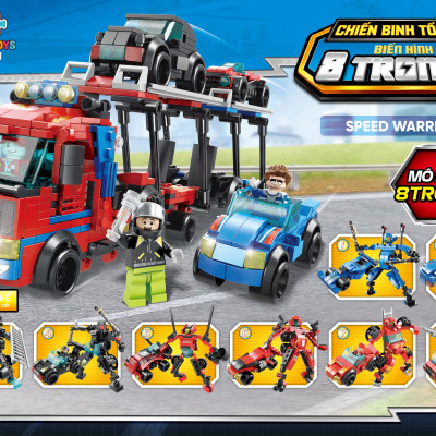 Bộ 8 Đồ Chơi Lắp Ráp Chiến Binh Tốc Độ Biến Hình 8 Trong 1 - Speed Warrior - Toys&Joys 8539 (886 Mảnh Ghép)