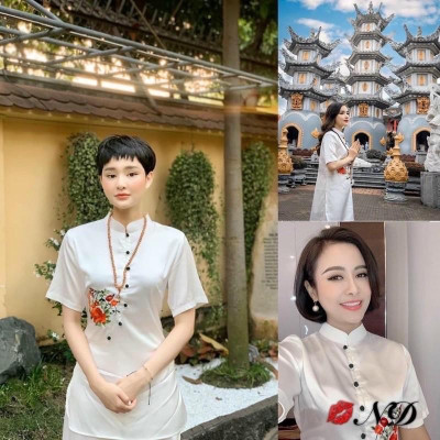 Đồ Đi Chùa PR028 Vải Lụa Cao Cấp Thêu Hoa Thắt Dây Cực Đẹp