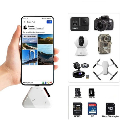 Đầu đọc thẻ nhớ SD, TF ( Micro SD ) đa năng 3in1 dùng cho iPhone, iPad, điện thoại Android, máy tính, PC, laptop - Hàng Chính Hãng